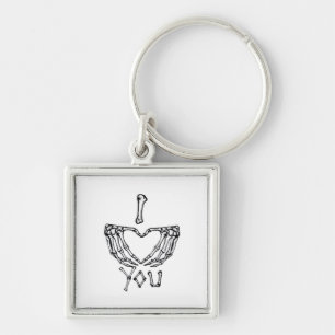 Skeleton Hands Making A Heart Subtle Expression Key Ring