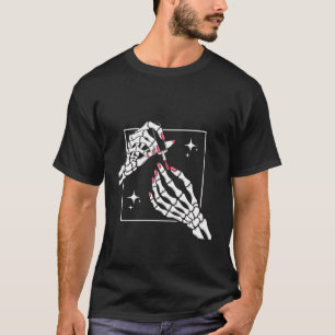 Skeleton Hands Manicure Red Nails Polish Gothic Ha T-Shirt