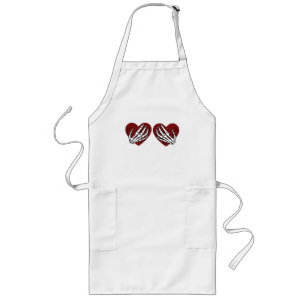 Skeleton hands on valentine hearts T-Shirt Long Apron