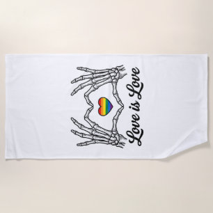 Skeleton Hands Rainbow Heart Love Is Love Shirt_1 Beach Towel