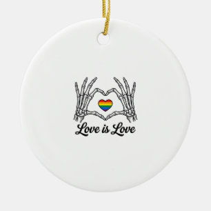 Skeleton Hands Rainbow Heart Love Is Love Shirt_1 Ceramic Tree Decoration