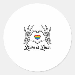 Skeleton Hands Rainbow Heart Love Is Love Shirt_1 Classic Round Sticker