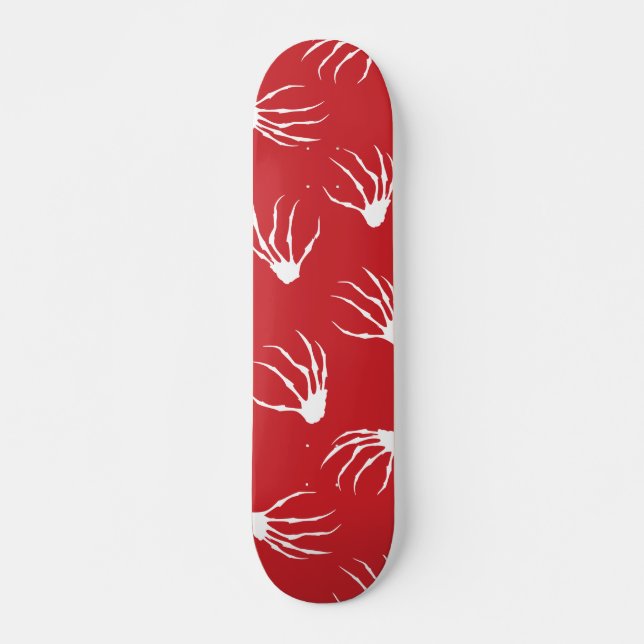 Skeleton Hands - Red Skateboard (Front)