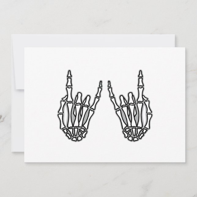 Skeleton hands rock and roll invitation (Front)