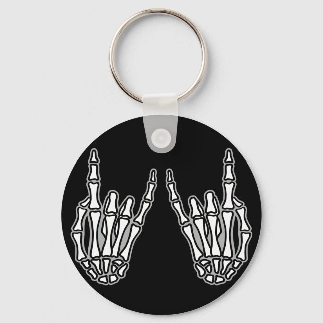 Skeleton hands rock and roll key ring (Front)