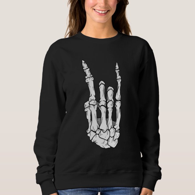 Skeleton Hands Rock N Roll Music Heavy Rock Sweatshirt (Front)