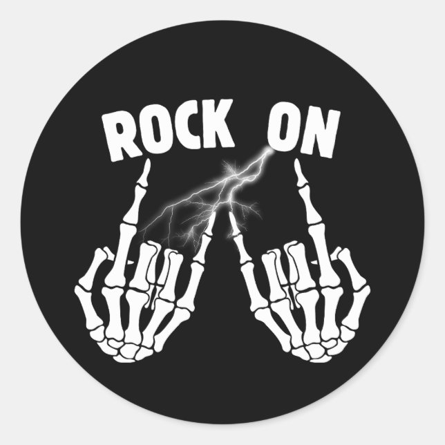 Skeleton Hands Rock On Sticker (Front)