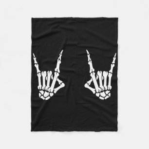 Skeleton Hands Rocker Rock On Rock Star Fleece Blanket