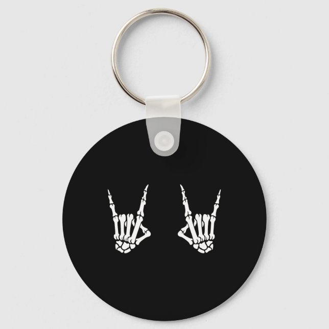 Skeleton Hands Rocker Rock On Rock Star  Key Ring (Front)