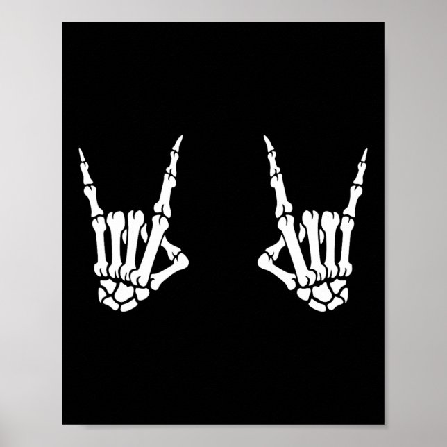 Skeleton Hands Rocker Rock On Rock Star  Poster (Front)