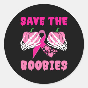 Skeleton Hands Save The Ies Breast Cancer Awarenes Classic Round Sticker
