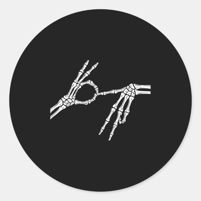 Skeleton Hands Six Seven 6 7 Halloween Costume Men Classic Round Sticker (Front)