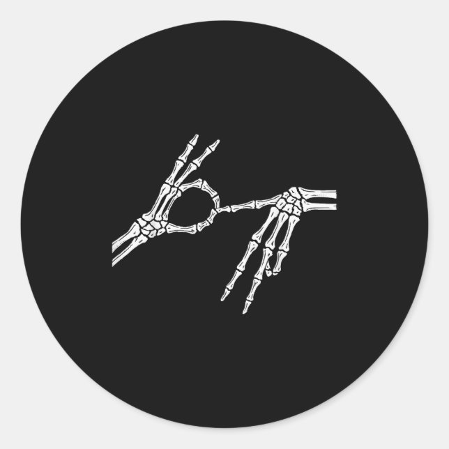 Skeleton Hands Six Seven 6 7 Halloween Costume Men Classic Round Sticker (Front)