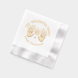 Skeleton Hands Spiderweb Ini Family Name Halloween Foil Napkins