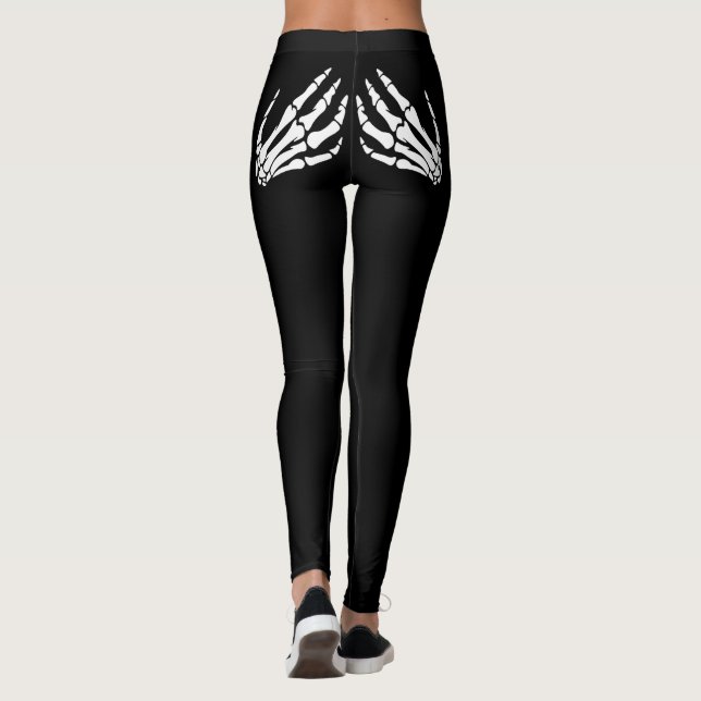 Skeleton Hands Touching Butt Halloween Leggings (Back)