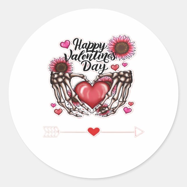 Skeleton Hands Valentines Day Classic Classic Round Sticker (Front)