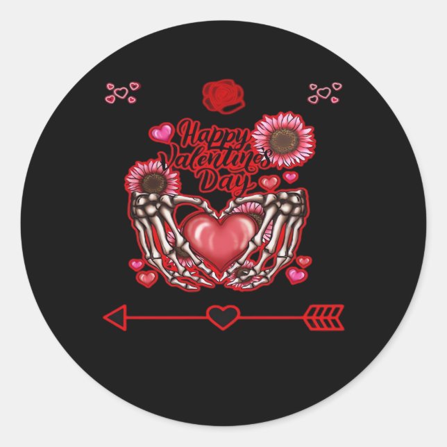 Skeleton Hands Valentines Day Classic Classic Round Sticker (Front)