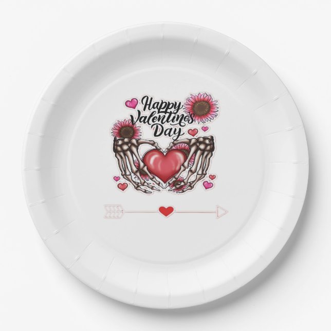 Skeleton Hands Valentines Day Classic Paper Plate (Front)