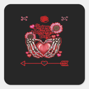 Skeleton Hands Valentines Day Classic Square Sticker