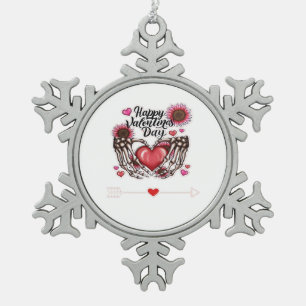 Skeleton Hands Valentines Day Classic Style Snowflake Pewter Christmas Ornament