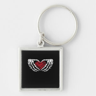 Skeleton Hands With Heart Classic Key Ring