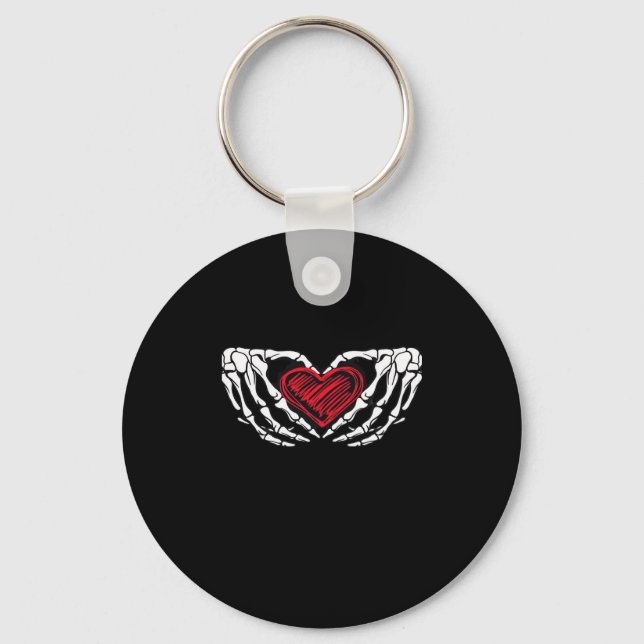 Skeleton Hands With Heart Classic Key Ring (Front)