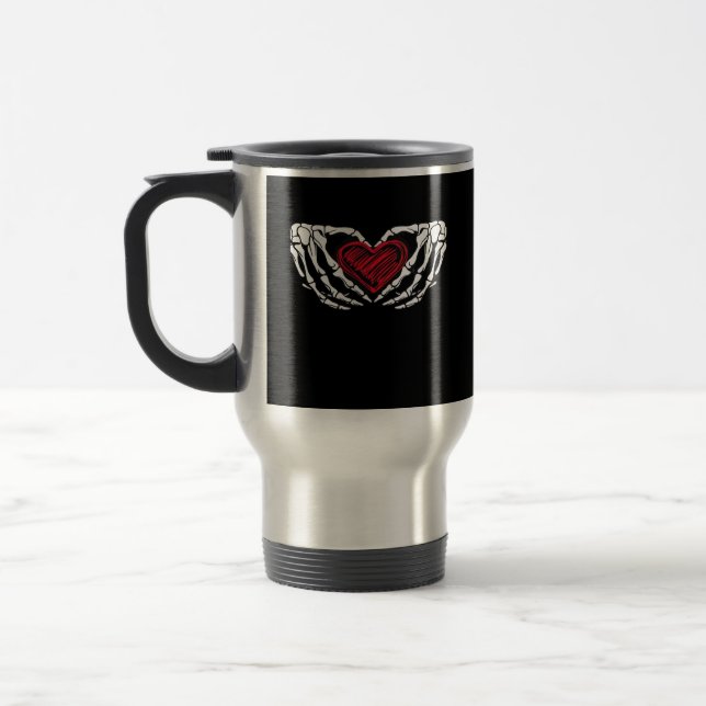 Skeleton Hands With Heart Classic Travel Mug (Left)