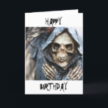 Skeleton Happy Birthday Card<br><div class="desc">Skeleton with cloak  and crossed hands</div>