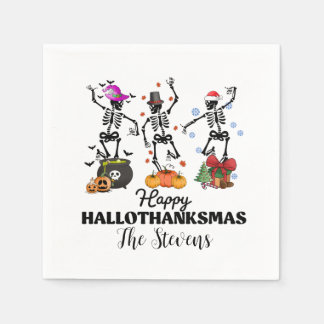Skeleton Happy Hallothanksmas  Napkin