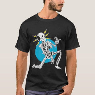 Skeleton Head Playing Acoustic Rock On His Guitar T-Shirt