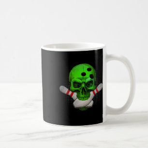 Skeleton Head Skull Bowling Ball And Pins Happy Ha Coffee Mug