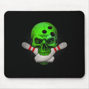 Skeleton Head Skull Bowling Ll And Pins Happy Hall Mouse Mat