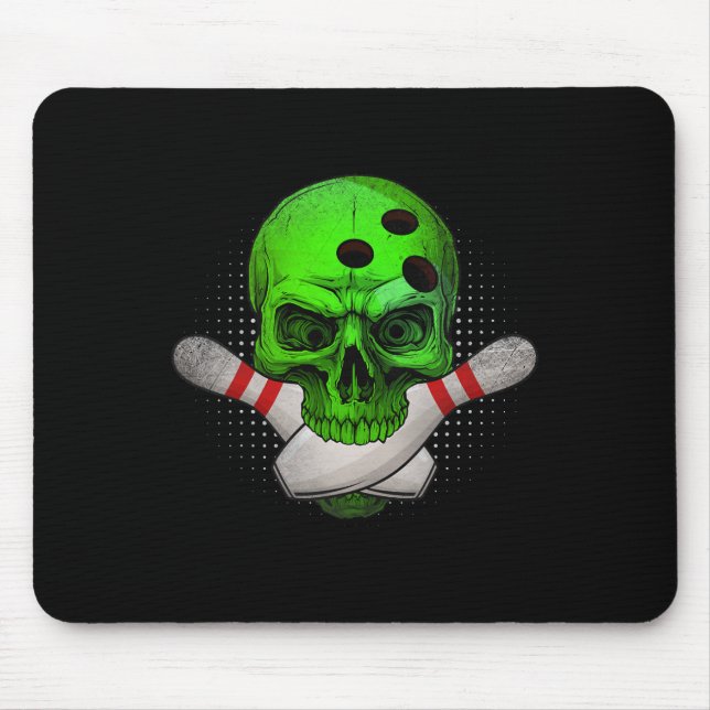 Skeleton Head Skull Bowling Ll And Pins Happy Hall Mouse Mat (Front)