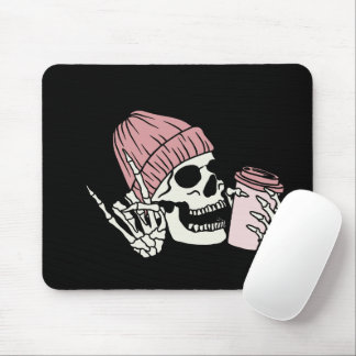 Skeleton Head with Cap on a  Mouse Mat