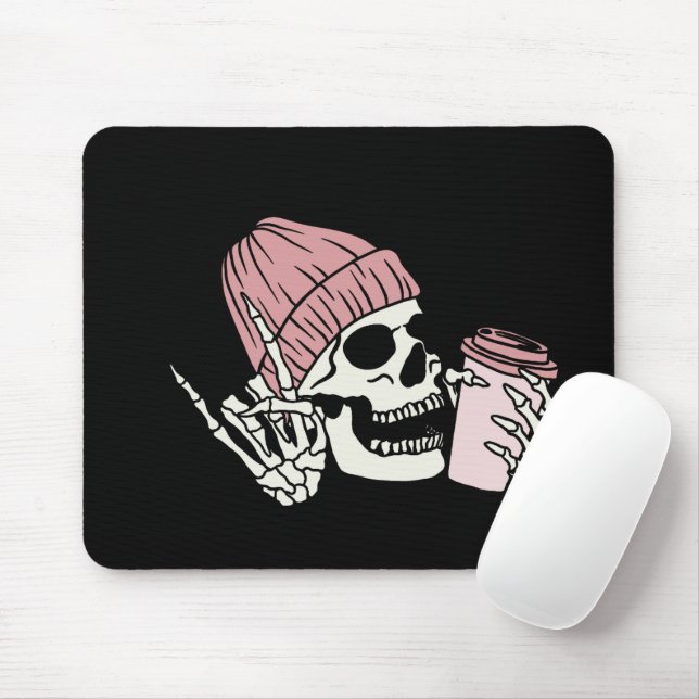 Skeleton Head with Cap on a  Mouse Mat (With Mouse)