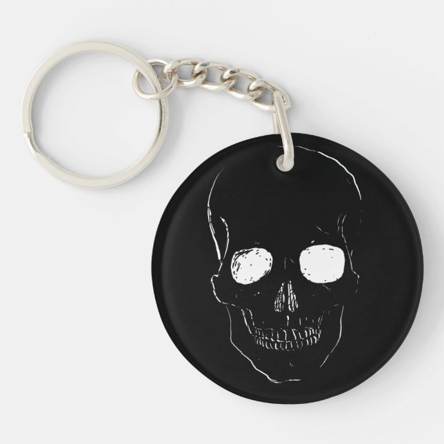 Skeleton Head with Glowing Eyes on a  Key Ring (Front)