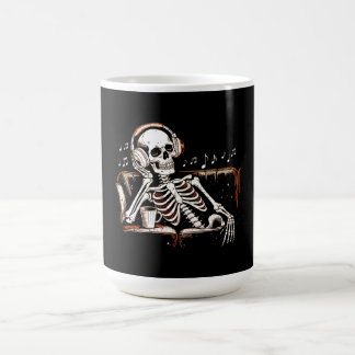 Skeleton Headphones Coffee Music Dark Aesthetic Mug