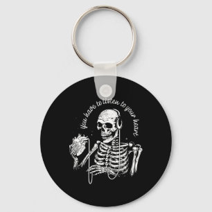 Skeleton Headphones Heart Gothic Music Halloween S Key Ring