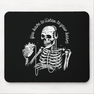 Skeleton Headphones Heart Gothic Music Halloween S Mouse Mat