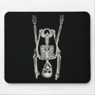 Skeleton Headstand On Black Mouse Mat