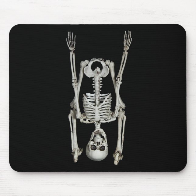 Skeleton Headstand On Black Mouse Mat (Front)