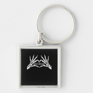 Skeleton Heart And Hands Classic Design Key Ring