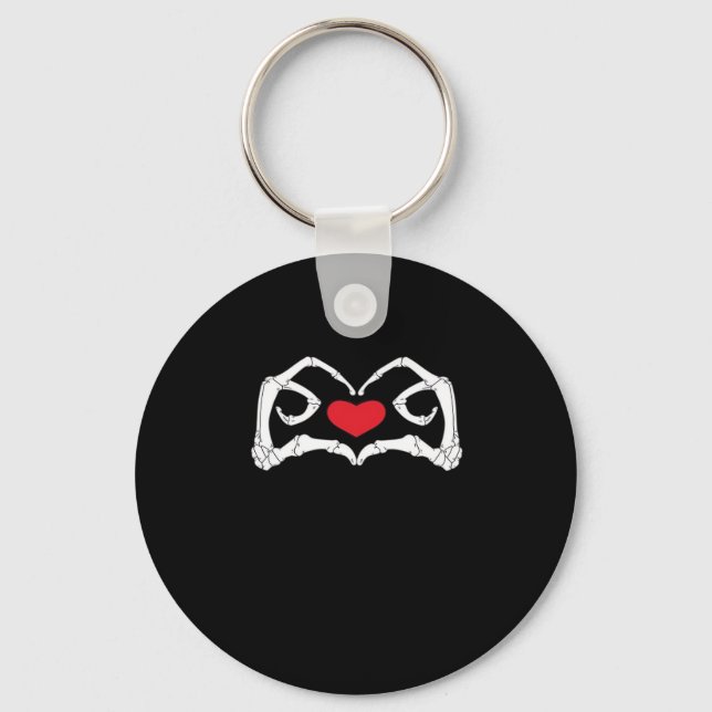 Skeleton Heart And Hands Funny  Key Ring (Front)