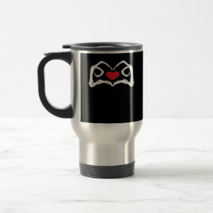 Skeleton Heart And Hands Funny Travel Mug