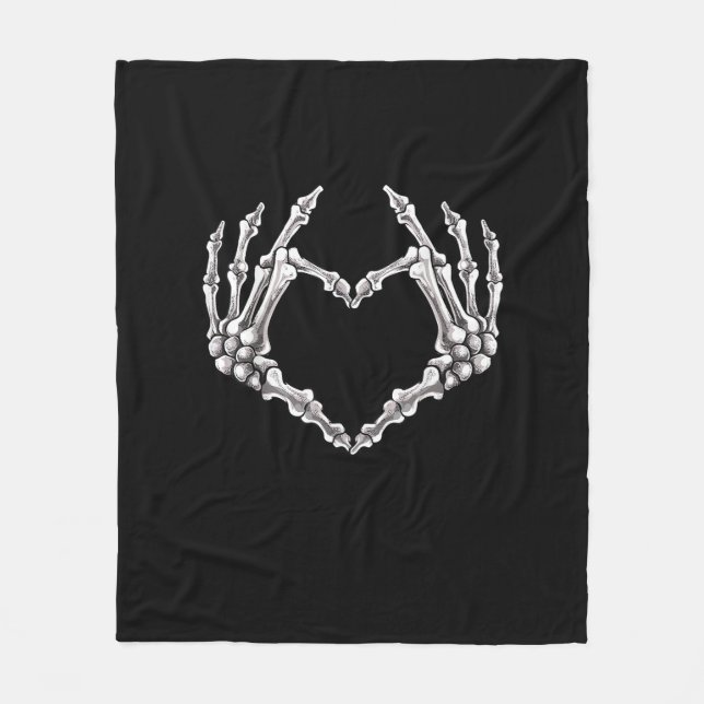 Skeleton Heart And Hands Gothic Halloween Costume  Fleece Blanket (Front)