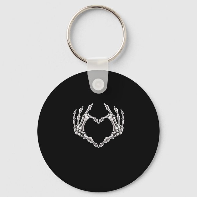 Skeleton Heart And Hands Gothic Halloween Costume  Key Ring (Front)
