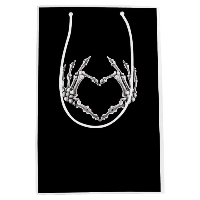 Skeleton Heart And Hands Gothic Halloween Costume  Medium Gift Bag (Front)