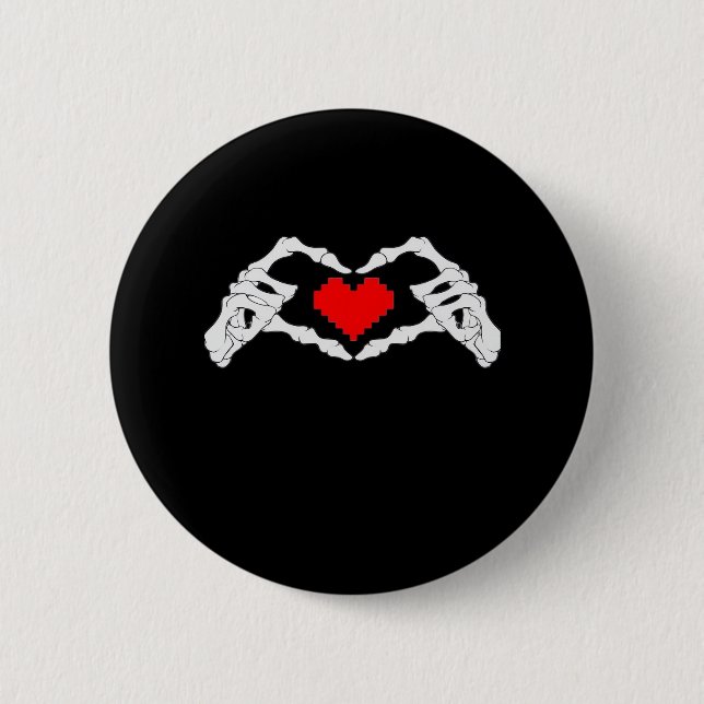 Skeleton Heart And Hands Meme 6 Cm Round Badge (Front)