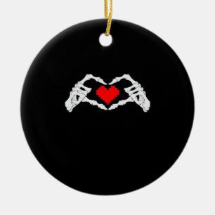 Skeleton Heart And Hands Meme Ceramic Tree Decoration