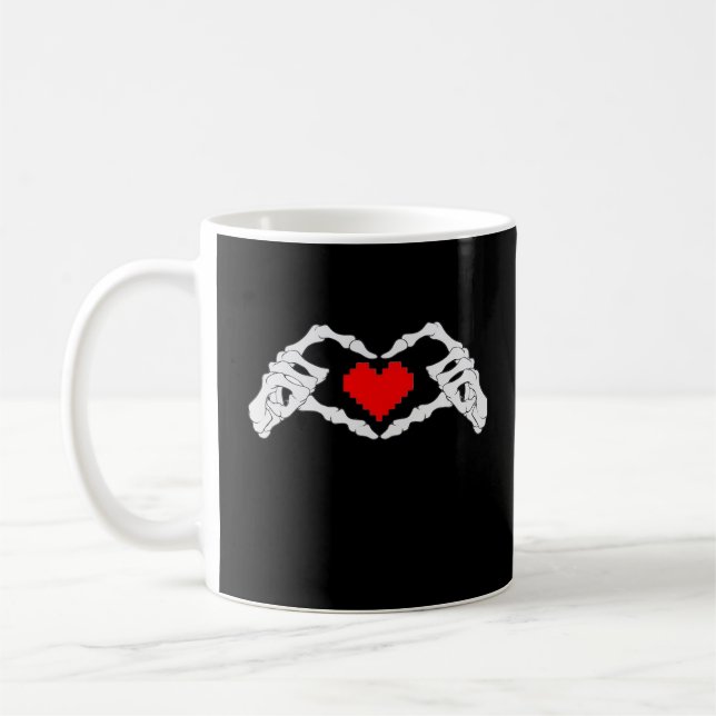 Skeleton Heart And Hands Meme Coffee Mug (Left)